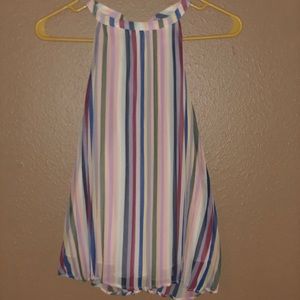 Soulmates Pastel Rainbow Pleated Tank Top Blouse S